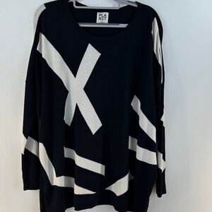 Planet Oversized Long Sleeve Graphic Print Knit Top